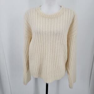 Ship'n Shore Sweater Womens Large Mohair Acrylic Blend Cream Fuzzy Knit Vintage